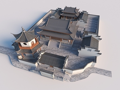 新中式古建筑 中式古建 寺庙禅寺 古建寺庙 道观
