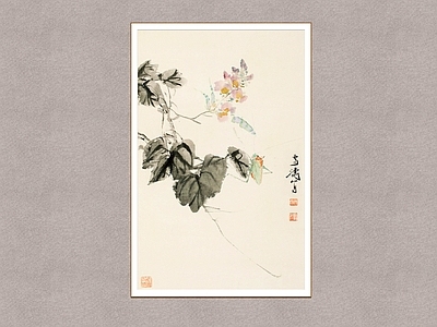 中式字画 草虫 王雪涛 虫趣 装饰画