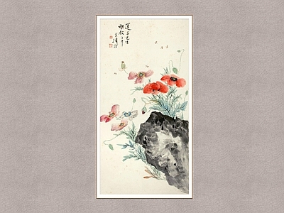 中式画框 草虫花卉 王雪涛 国画 装饰画