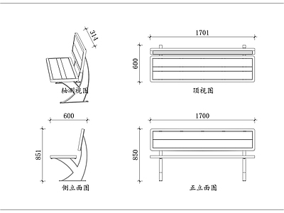 家具图库 木纹靠背椅 交叉支架椅 银灰休闲椅 户外长条椅 木纹长靠背