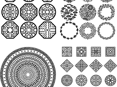 其他图库 花纹 纹理 贴图 中式 线稿