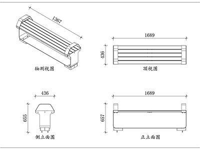 家具图库 深棕木长凳 银框木面凳 无背实木凳 框式长条凳 户外木长凳