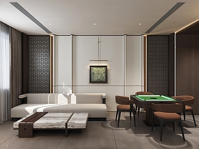 新中式棋牌室 棋牌室 麻将房