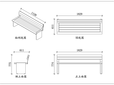 家具图库 红棕木长靠 银座实木椅 木质休闲椅 立柱靠背椅 棕木长条椅