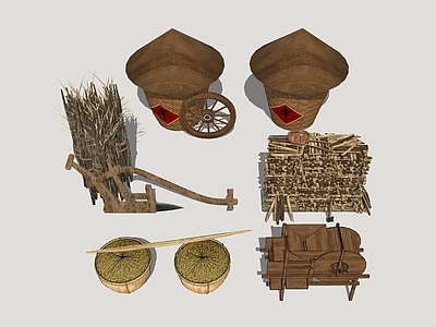 中式乡村庭院小品 柴垛 粮食囤 乡村柴垛 古代庭院小品