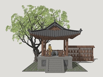 新中式亭子 古亭 古井 影视亭子 打水井 园林水井