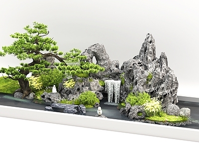 新中式景观假山水景 假山景观步品