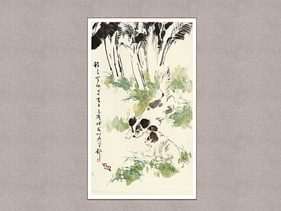 中式挂画 嬉戏 装饰画 王雪涛