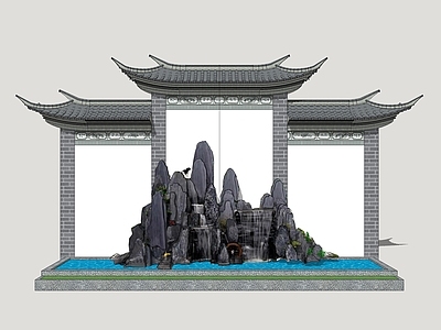 新中式景观假山 假山水景 照壁 白族照壁 白族景墙 影壁墙