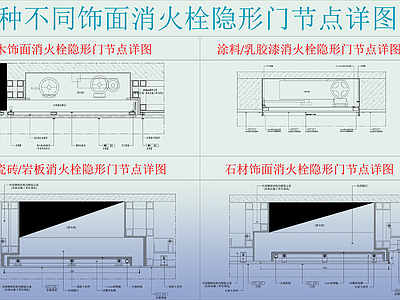 隐形门节点 不同饰面消火栓门 消火栓暗门节点图 消火栓隐形门详图 木饰面消火栓暗门 石材消火栓暗门