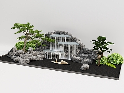 新中式景观假山水景 假山水系 假山石头 水景喷泉