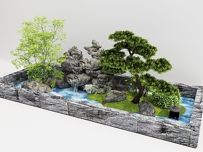 新中式景观假山水景 假山水系 假山石头 水景喷泉