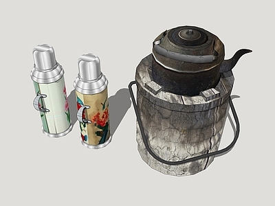 复古厨具 煤球炉 暖水瓶 开水瓶 怀旧家用器具