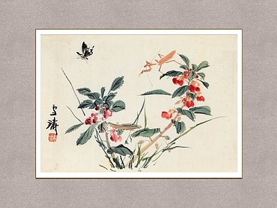 中式草虫图 王雪涛 国画 装饰画