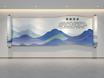 新中式文化墙 国风文化墙 端景墙