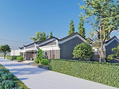 新中式四合院 自建房别墅 中式别墅 中式建筑