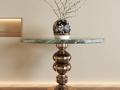 新中式条案 意式端景台 轻奢端景台 圆几 小圆桌