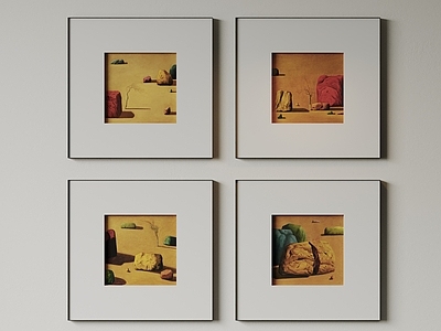 侘寂挂画组合 现代极简挂画 抽象装饰画 高端艺术挂画 侘寂中古风画 意式肌理油画