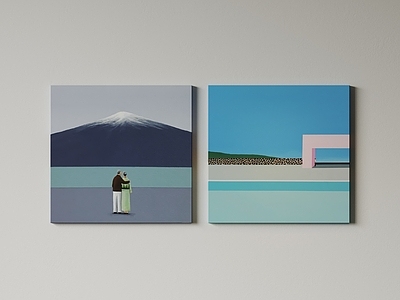 日式挂画组合 现代极简挂画 抽象装饰画 高端艺术挂画 侘寂中古风画 意式肌理油画
