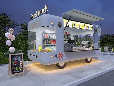 现代简约其他餐饮空间 网红餐车 移动餐车 冷饮餐车