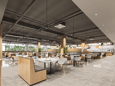 现代简约自助餐厅 食堂 餐饮空间