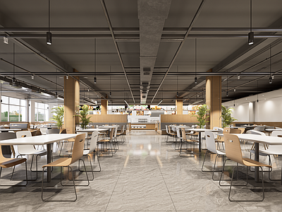 现代简约自助餐厅 食堂 餐饮空间 咖啡屋