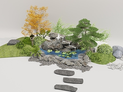 禅意假山水景 假山石头 水景喷泉