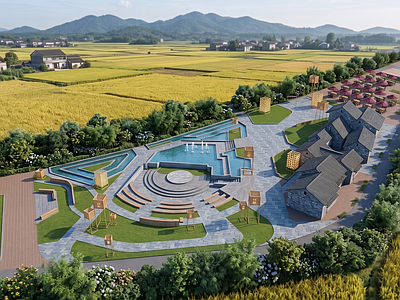 新中式景观乡村公园 商业广场 街角公园 乡村公园 广场设计 文化广场