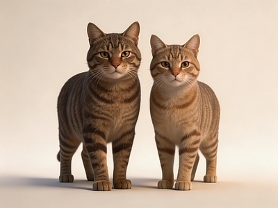 超写实数字风格家禽动物 狸花猫 中华狸花猫 公猫母猫 萌宠