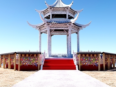 新中式文旅项目景观 中式建筑 西藏 亭子 风铃架