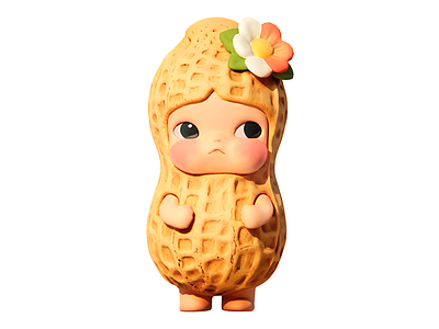 奶油风雕塑摆件 花生小孩