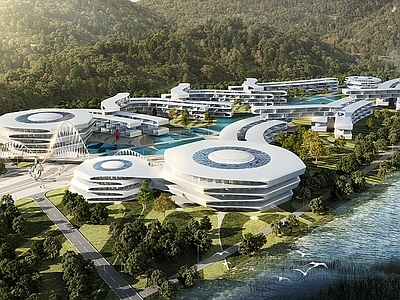 现代主义艺术风格建筑 异形度假村