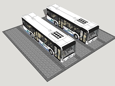 现代主义大巴车 停车位 停车场