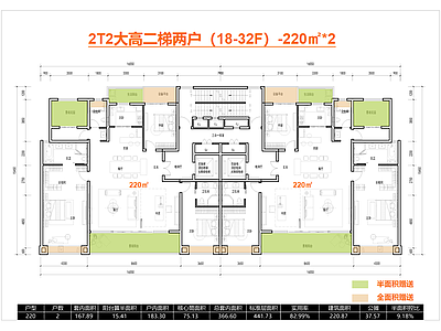 其他居住建筑 T2高层户型 一梯两户户型 豪宅大平层 新规户型