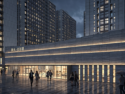 现代主义小区建筑 现代售楼部 会所建筑外观 门头门面