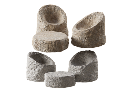 侘寂户外椅 石椅 户外椅