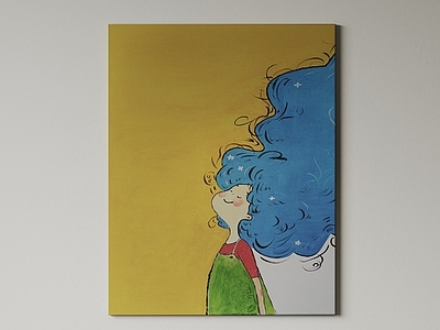 童趣插画风儿童挂画 现代极简挂画 抽象装饰画 高端艺术挂画 侘寂中古风画 意式肌理油画