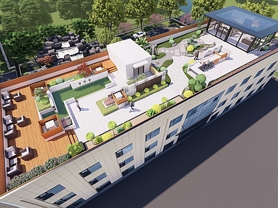 屋顶花园 全套景观施工图 落地项目 屋顶水池
