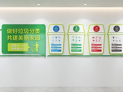 现代简约艺术装置 垃圾分类文化墙