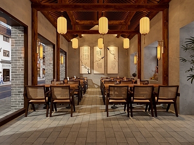 新中式中餐厅 中式面馆 中式餐厅 古建筑餐厅 复古餐厅 灯