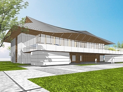 新中式售楼处建筑 新中式 现代 售楼处 大堂 展览馆