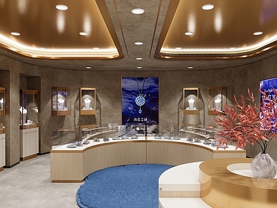 现代轻奢珠宝店 现代珠宝店 珠宝柜台 现代轻奢