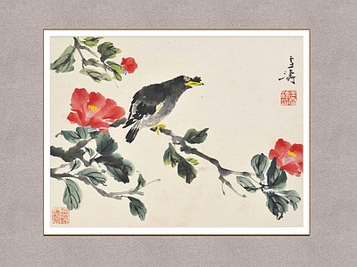 中式画框 花鸟图 王雪涛 装饰画 国画