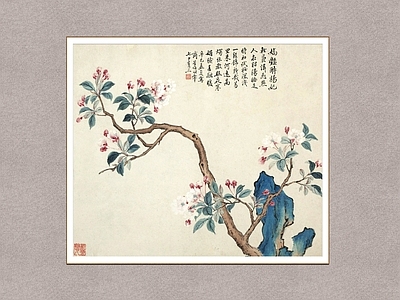 中式挂画 桃花 花卉图 装饰画 国画