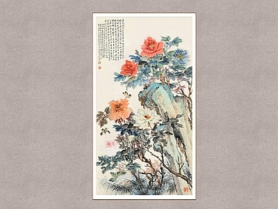 中式挂画 牡丹 花卉图 装饰画 国画