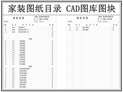 图纸目录模板 目录 封面目录 图纸目录 家装图纸目录 制图规范