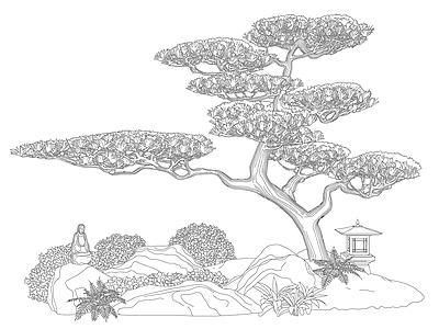其他景观 新中式松树景观 庭院景观