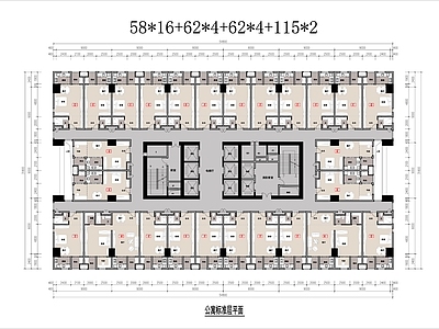 公寓建筑 高层平层公寓 60 115平 方形高层公寓 高层酒店式公寓