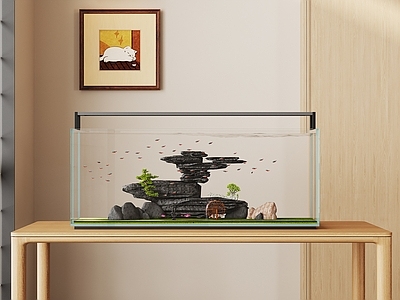 新中式鱼缸 现代鱼缸 鱼缸造景 景观鱼缸 热带鱼 鱼缸造景石头
