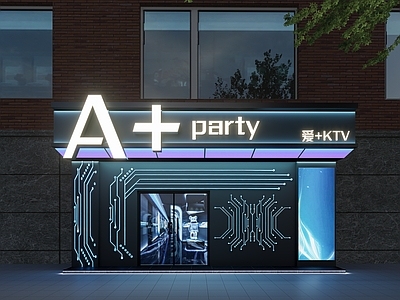 赛博朋克风KTV门头 娱乐场所门头 网吧门头 工装门头 外景门头